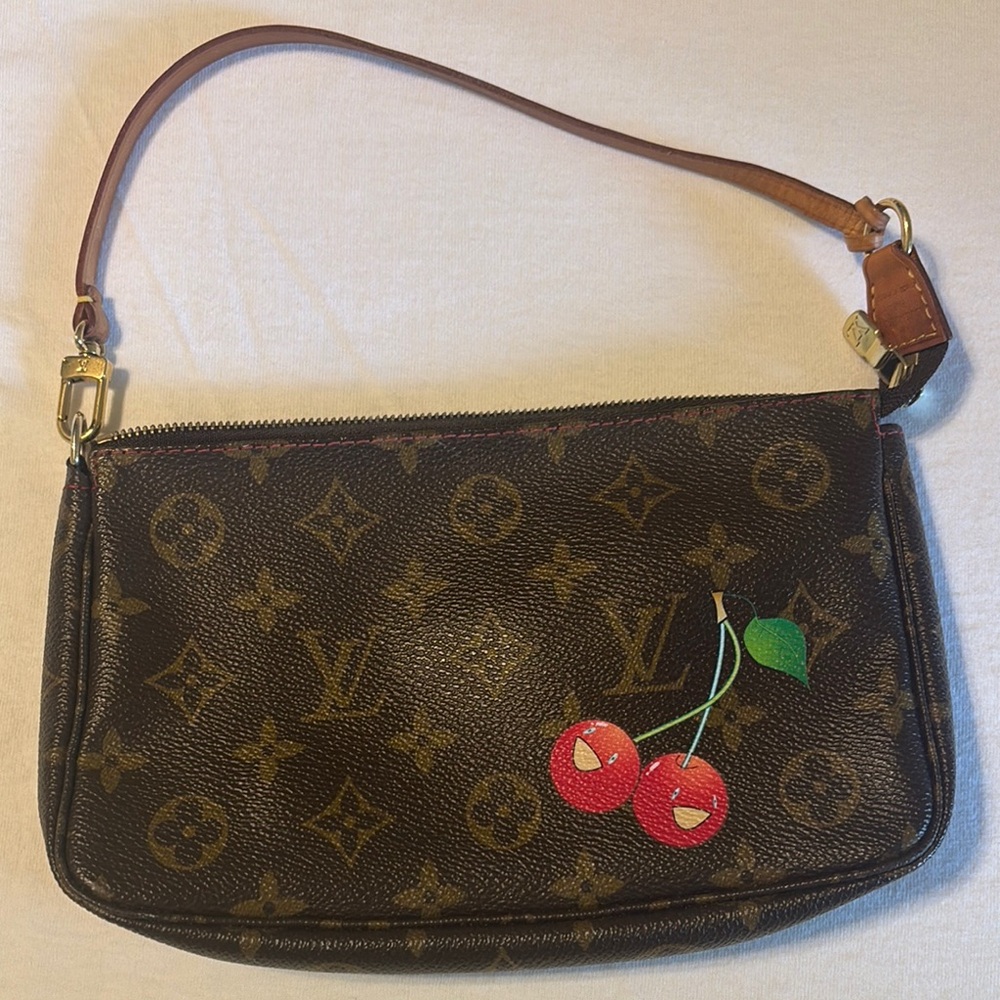 Louis Vuitton Brown Monogram Shoulder Bag with Leather Trim